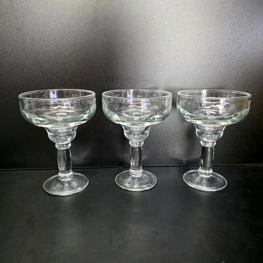 Cost Plus World Market Margarita Glasses Set of 3 Clear Glass Stemmed Barware